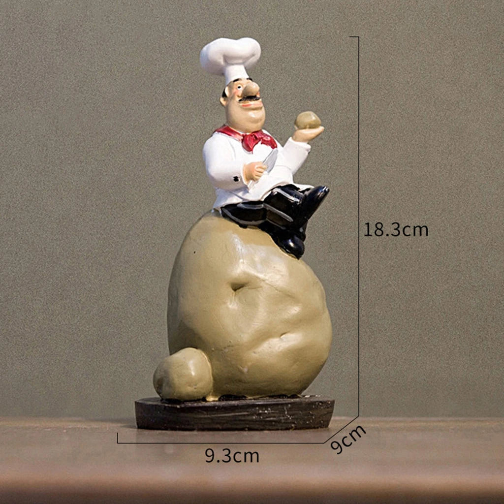 Christmas French Decorative Chef Figurine Ornaments 3D Resin Home Decor for Gourmet Kitchen Decorations Collectible Housewarming