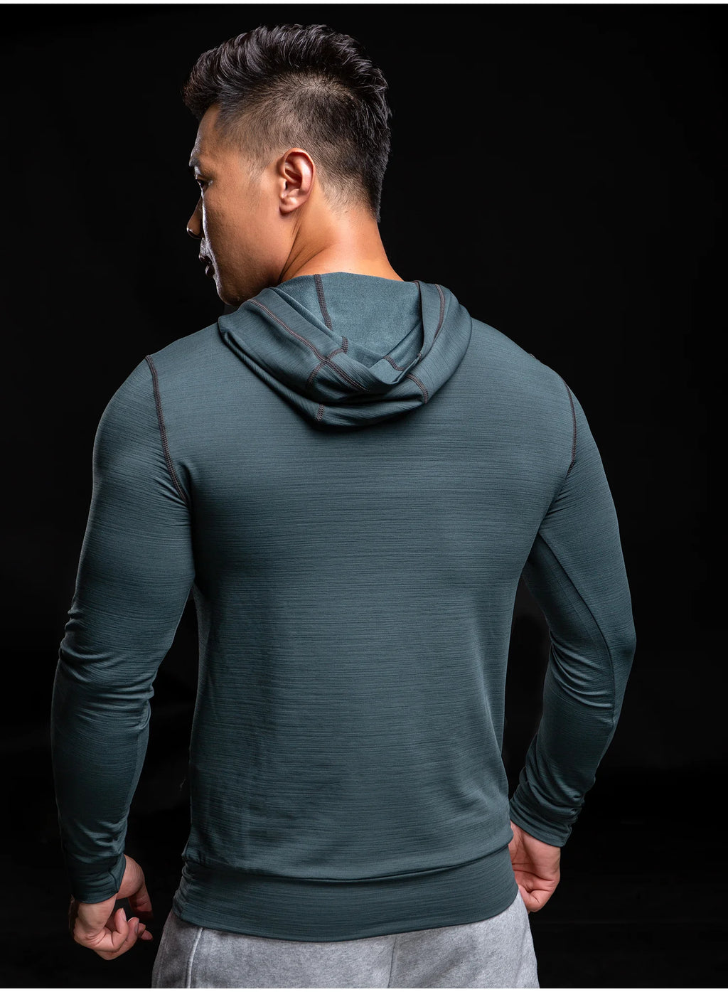 Gym Men T Shirt Long Sleeve Slim Tops Tees elastic T-shirt Sports Fitness Autumn winter comfort breathable Quick dry Hooded
