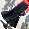 High Quality Women Lady Pleated With Lining Long Skirt Dress New Arrival Elastic Waist Summer Spring Sraight Maxi Skirt
