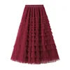 Mesh Cake Half Skirt for Women in Spring and Autumn  New Dress fairy White Gauze Skirt Pleated Long Skirt