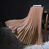 High Quality Women Lady Pleated With Lining Long Skirt Dress New Arrival Elastic Waist Summer Spring Sraight Maxi Skirt