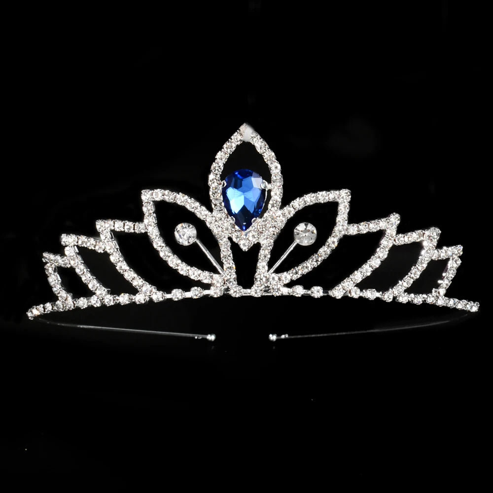 Princess Children's Tiara Red Bride Crown Floral Wedding Bridal Hair Accesories Golden Hair Jewelry Headdress