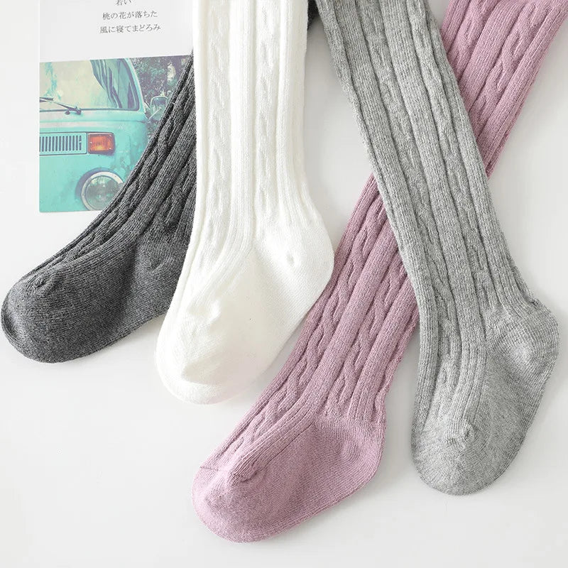 Baby Tights Baby Toddler Kid Girl Ribbed Stockings Spring Autumn Cotton Warm Pantyhose Solid Black White Gray Color Tight