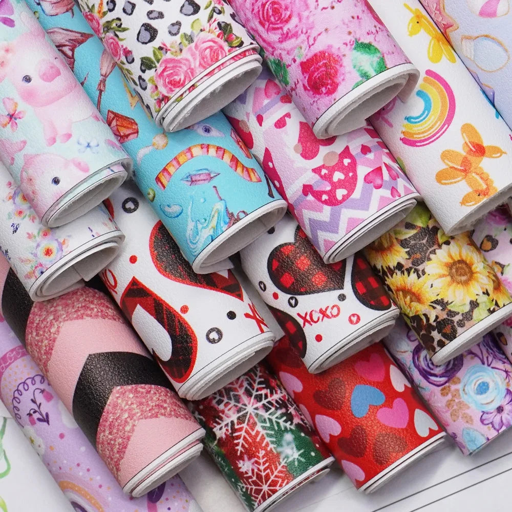 136cm*30cm Professional Custom Cute Cartoon Pattern Litchi Faux Synthetic Leather Fabric for Bag Shoes