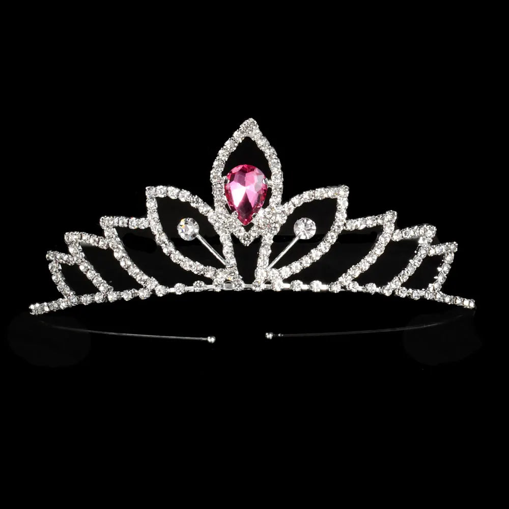 Princess Children's Tiara Red Bride Crown Floral Wedding Bridal Hair Accesories Golden Hair Jewelry Headdress