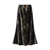 Boutique Wholesale 2025 Spring New Fashionable High Waist Satin Printed Medium To Long Style Women's Half Skirt