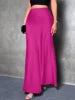 Fashion Breathable Spring Casual Elegant Solid Black High Waist Satin Midi Length Women's Skirts