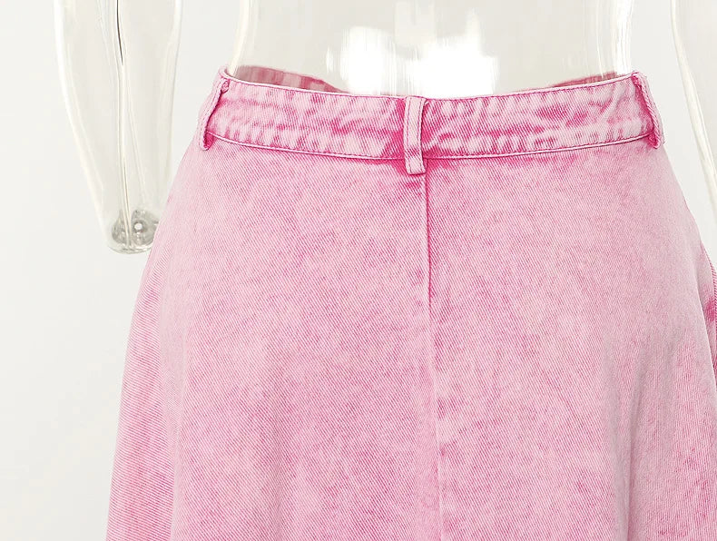 Women Spring Autumn New Solid Color Long Skirt Denim Loose Pocket Button Casual Long Length Women's Casual Skirt