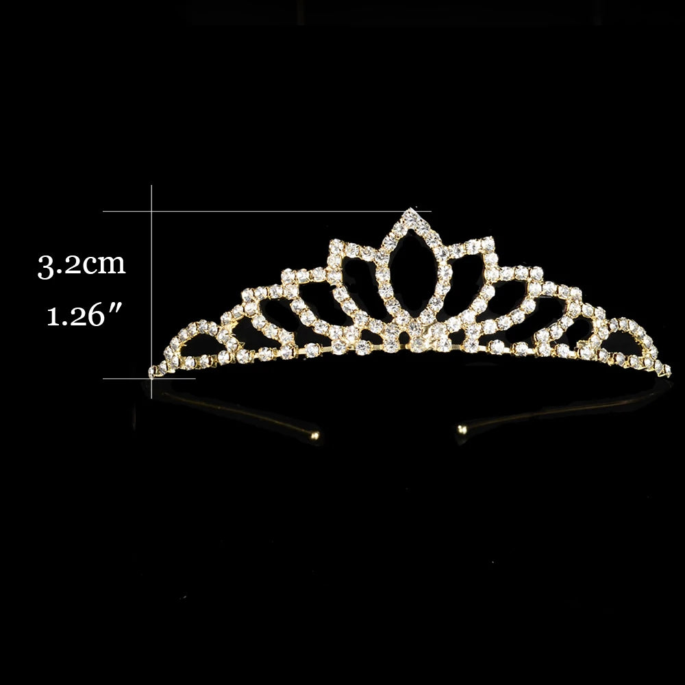 Princess Children's Tiara Red Bride Crown Floral Wedding Bridal Hair Accesories Golden Hair Jewelry Headdress