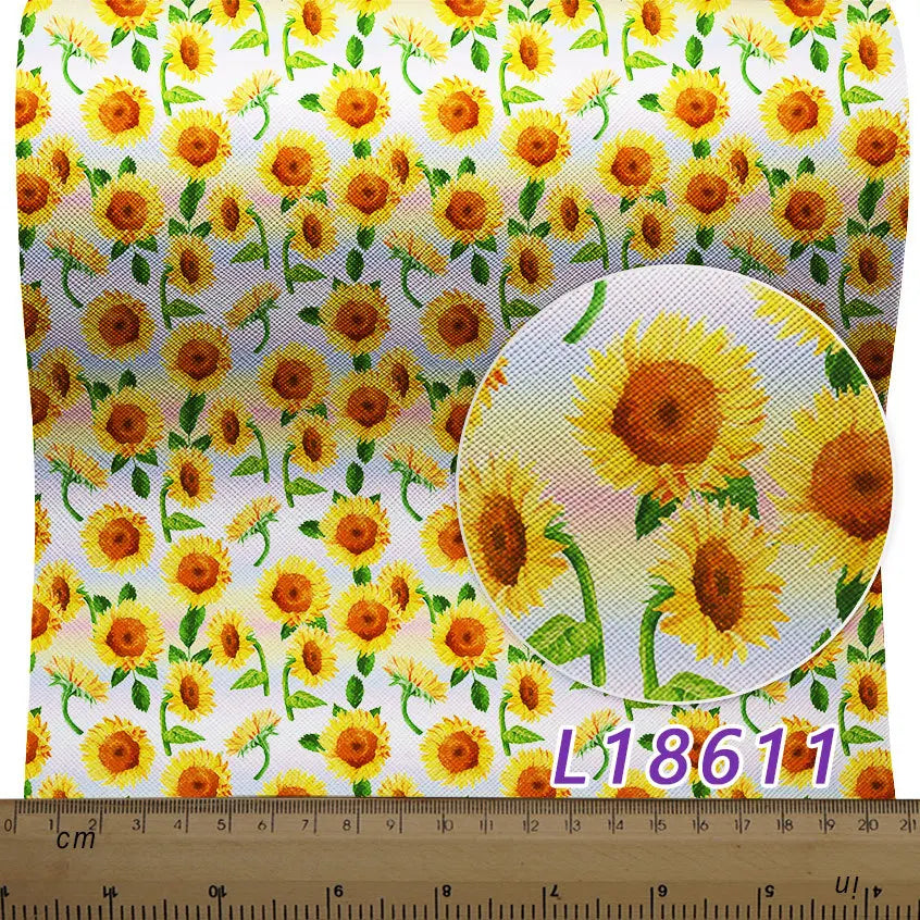 136Cm*30Cm Professional Custom Fresh Sunflower Pu Fabric Leather for DIY