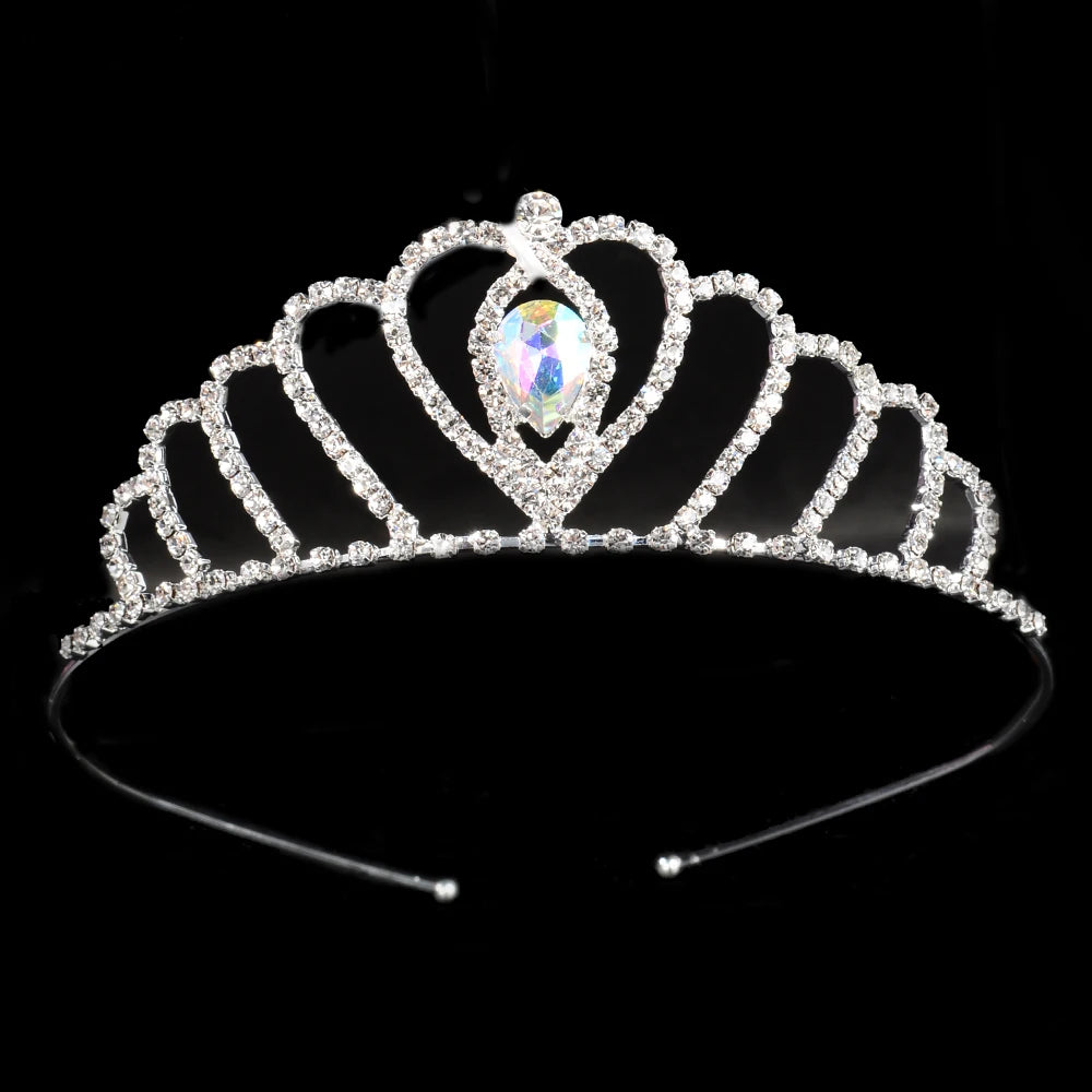 Princess Children's Tiara Red Bride Crown Floral Wedding Bridal Hair Accesories Golden Hair Jewelry Headdress