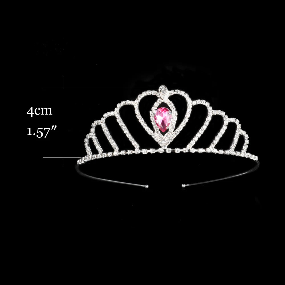 Princess Children's Tiara Red Bride Crown Floral Wedding Bridal Hair Accesories Golden Hair Jewelry Headdress