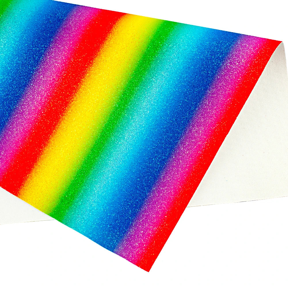 30*136cm Glitter Fine Gradient Rainbow Faux Leather Flash Roll Small Glitter Bows Christmas Hair Clip Bows Earrings for Sofa Bag