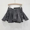 Fashion Ruffled Washed Mini Denim Skirt for Women New Design Zipper Patchwork Stretch Skirt Women'S Skirts