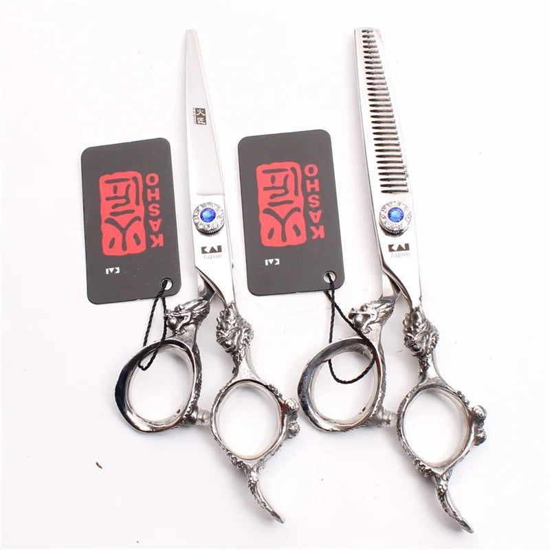 Professional 6 inch scissors Hairdressing scissors Barber scissors Straight Thinning  Hair Cutting Tool