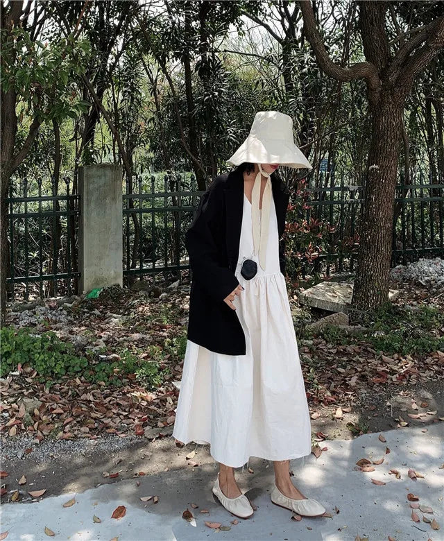 2021 New Summer Autumn Large Brim Fisherman Hat Women Cotton Linen Round Dome Bandage Bow Big Foldable Sun Hats Fishermen Hat