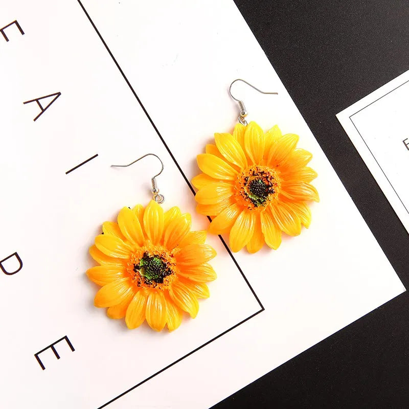 Red Color Drop Earrings for Women Summer Korean Flower Heart Leaf Ear Sweet Wedding Party Jewelry Valentine's Day Girl Gift