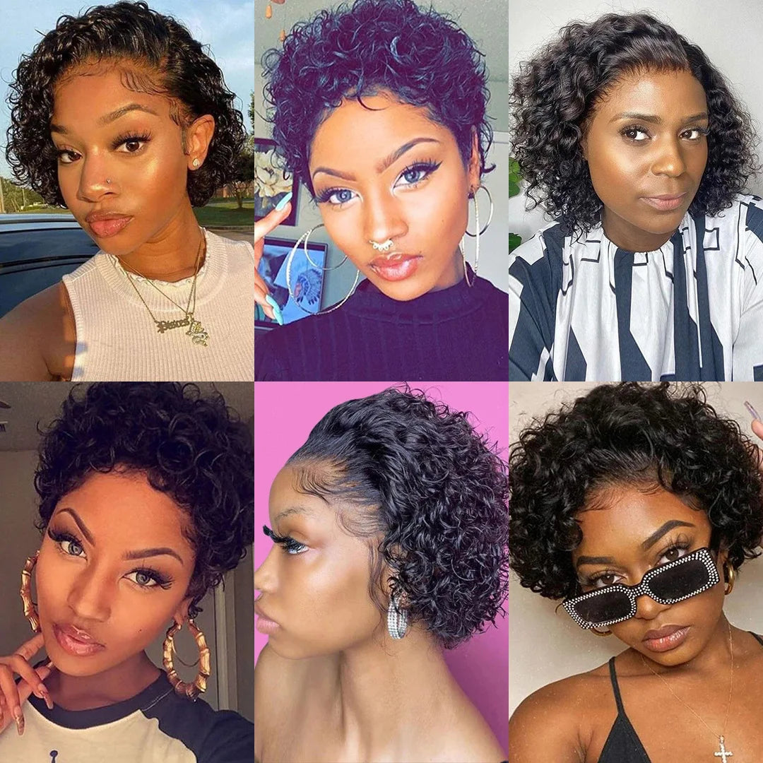 Pixie Cut Wig Human Hair Curly Bob Short Pixie Cut Lace Wig Bleached Knots Lace Frontal 13x4 Pixie Wig With Baby Hair