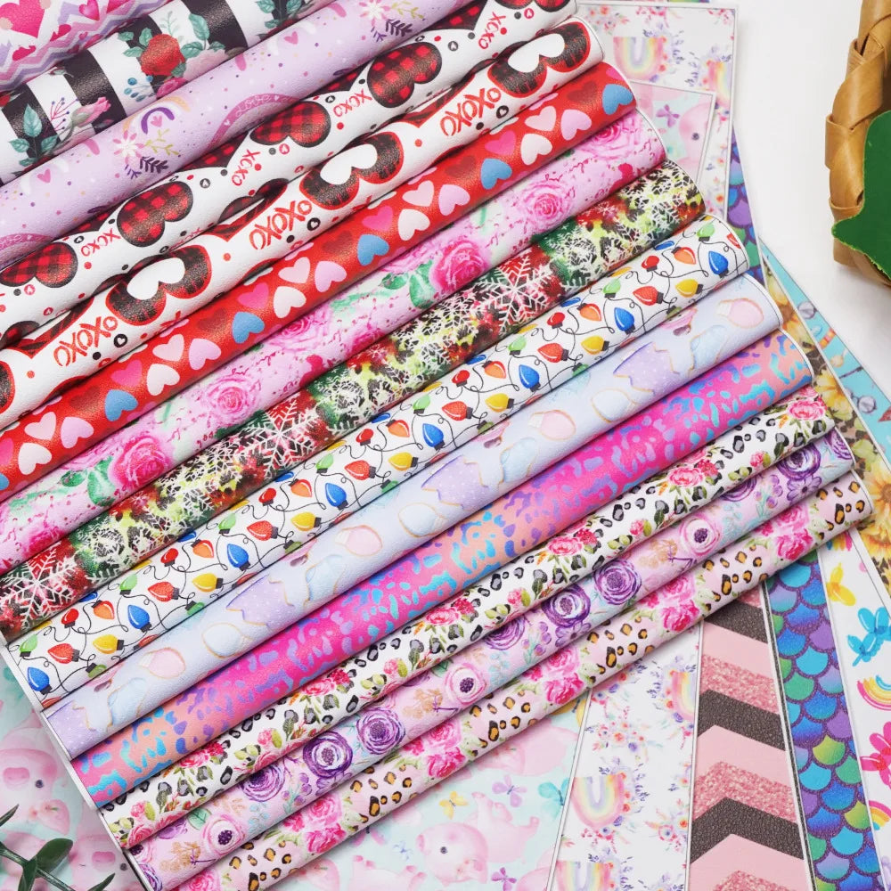 136cm*30cm Professional Custom Cute Cartoon Pattern Litchi Faux Synthetic Leather Fabric for Bag Shoes