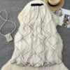 Boutique Wholesale 2026 Autumn French Mesh Elastic Waist Slimming A-line Large Swing Women's Skirt