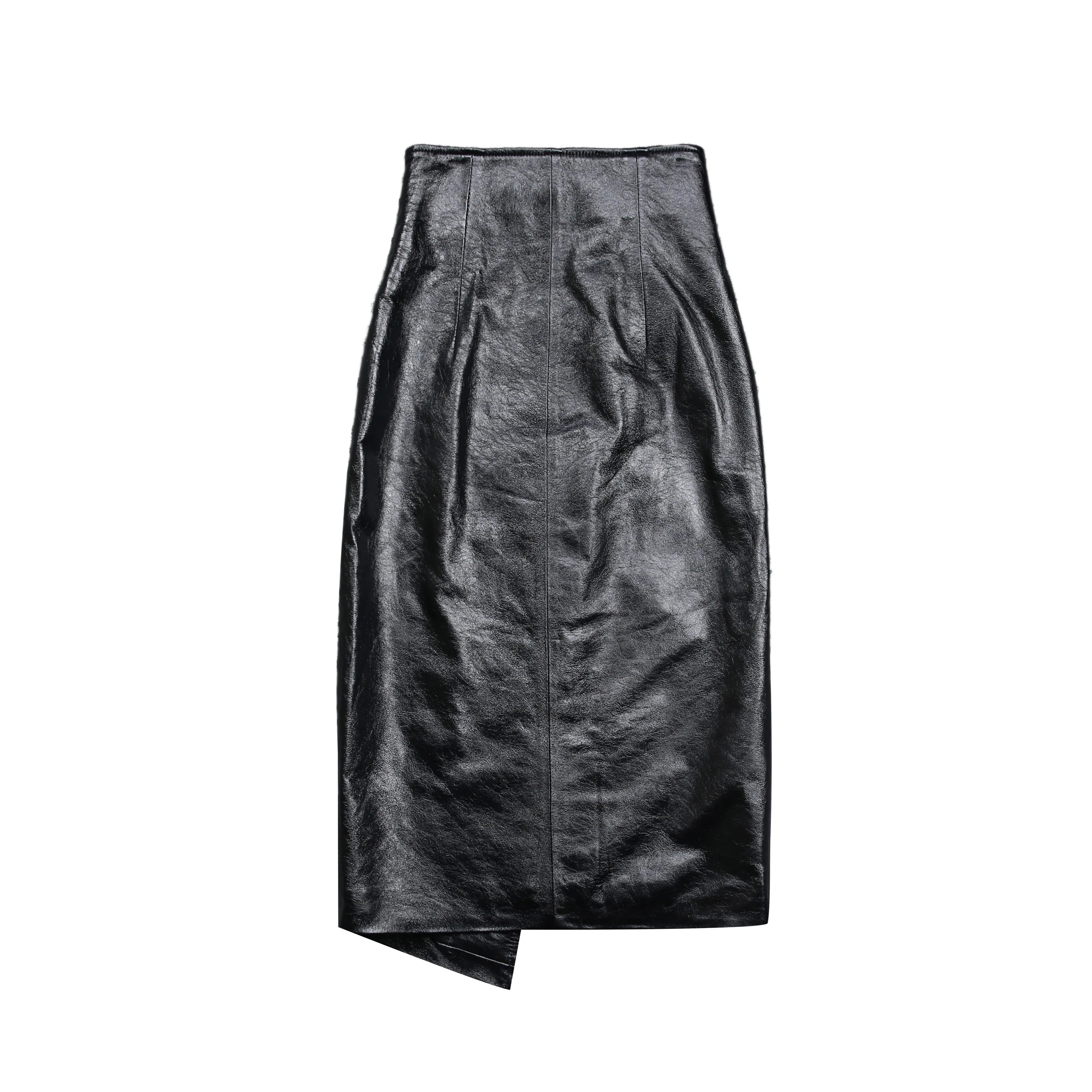 High Quality New Design Sheep Skin Wrap Skirt Asymmetry Genuine Leather Long Skirt