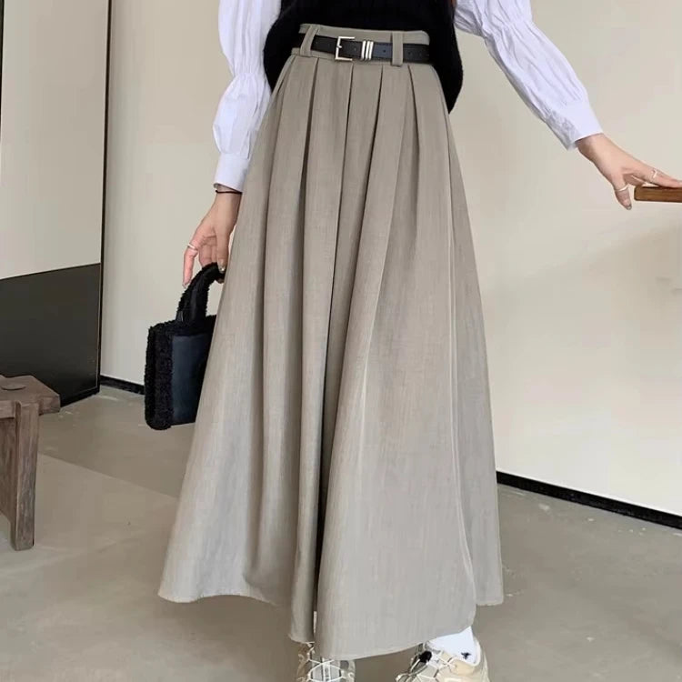 Boutique Wholesale 2025 Autumn New Fashionable and Versatile Mid to Long Pleated Slimming Women's Half Skirt