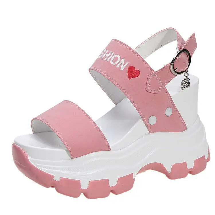 Up-1026r Summer Platform Shoes Beautiful Printed Open Toe Wedges Women Sandals 35-40Size