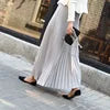 High Quality Women Lady Pleated With Lining Long Skirt Dress New Arrival Elastic Waist Summer Spring Sraight Maxi Skirt