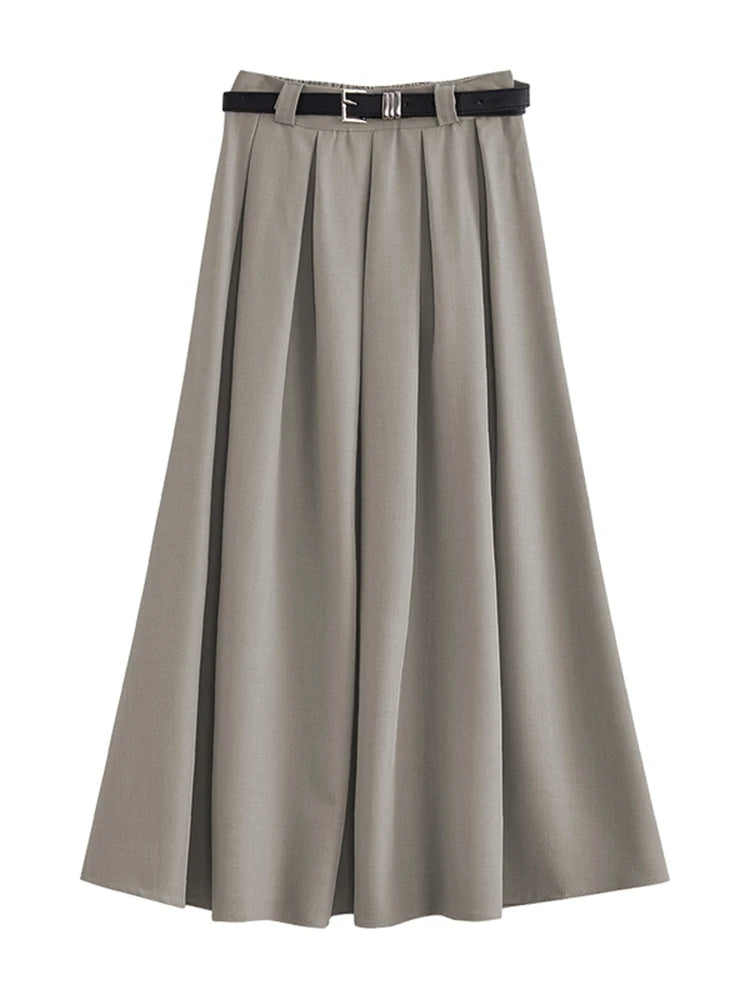 Boutique Wholesale 2025 Autumn New Fashionable and Versatile Mid to Long Pleated Slimming Women's Half Skirt