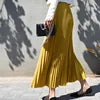 High Quality Women Lady Pleated With Lining Long Skirt Dress New Arrival Elastic Waist Summer Spring Sraight Maxi Skirt