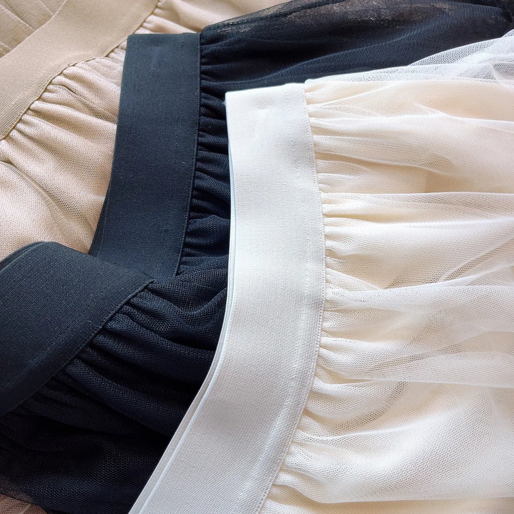 One Size Spring/Summer Vintage Yarn Skirt Cake Skirt Mushroom Edge Large Hem Mesh Skirt