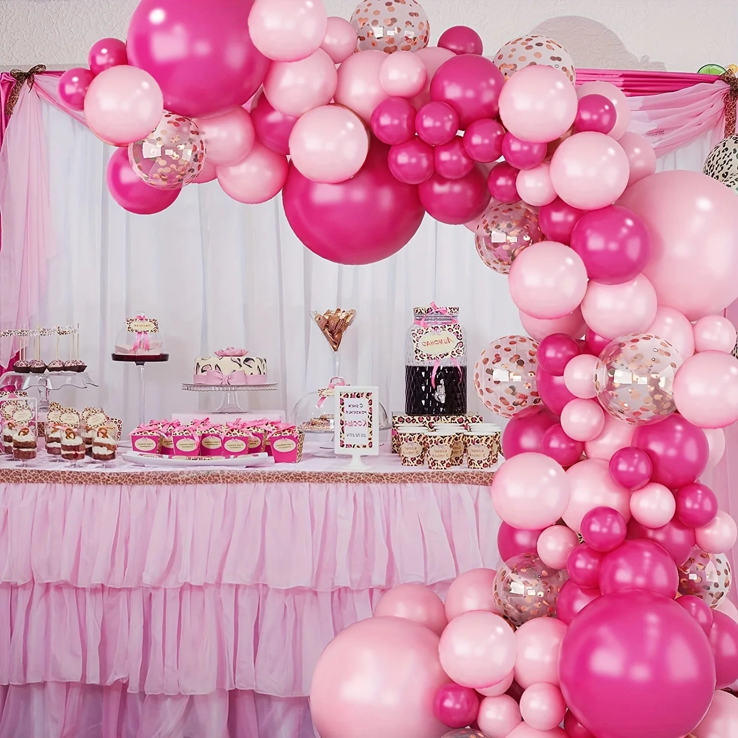 New 104pcs Hot Pink Balloons Garland Arch Kit Balloons for Valentines Mothers Day Baby Shower Anniversary Party Wedding