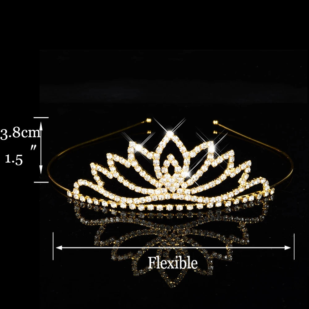 Princess Children's Tiara Red Bride Crown Floral Wedding Bridal Hair Accesories Golden Hair Jewelry Headdress
