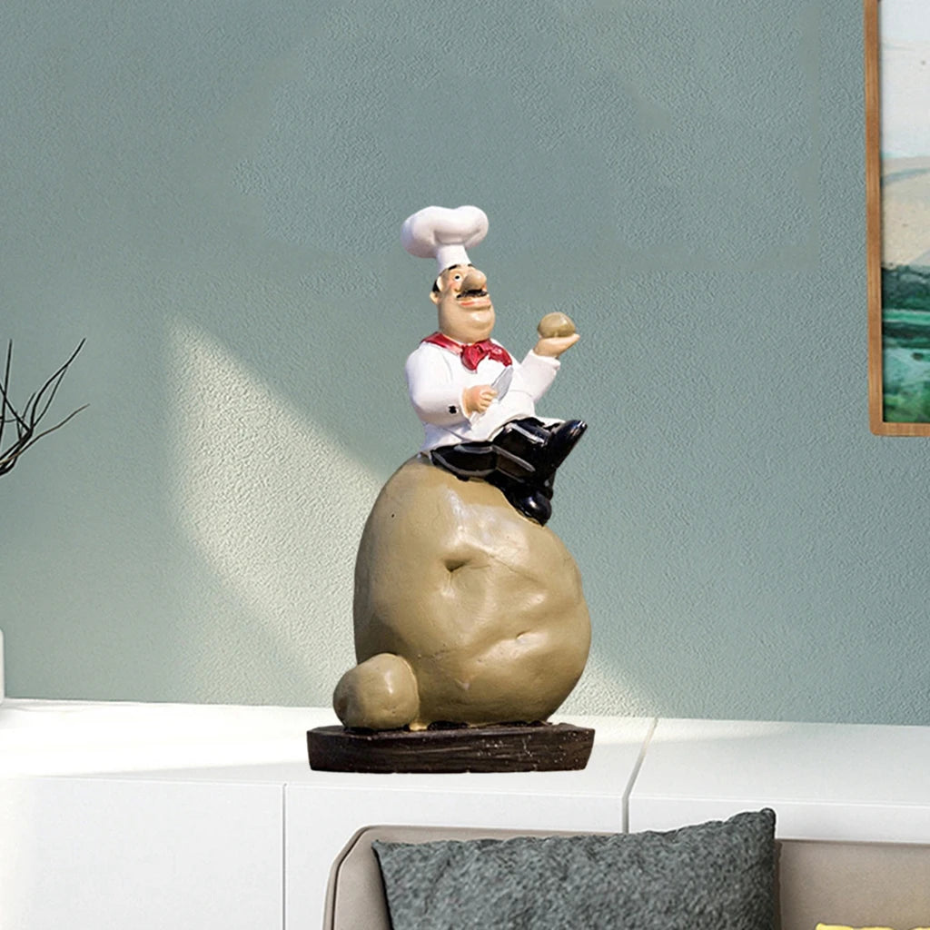 Christmas French Decorative Chef Figurine Ornaments 3D Resin Home Decor for Gourmet Kitchen Decorations Collectible Housewarming