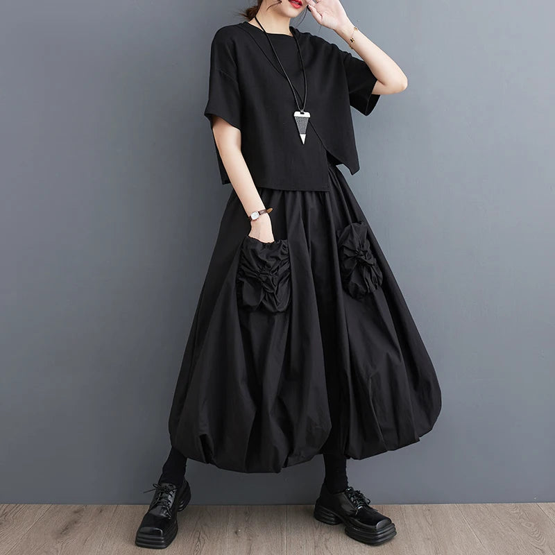 Boutique Wholesale 2025 Summer New Fashion Korean Edition Loose Solid Color Versatile Women's Half Skirt