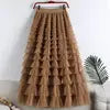 Advanced Mesh Half-Body Skirt Female Spring and Fall New High-Waisted Cake Womens Skirts