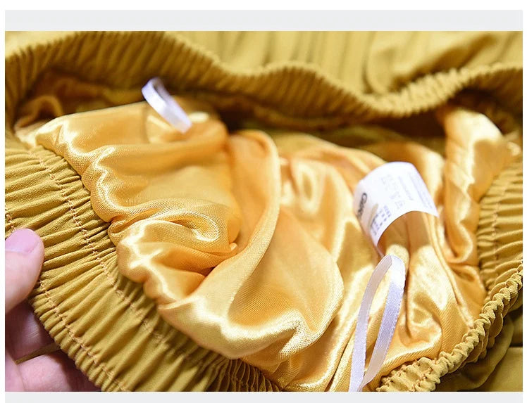 High Quality Women Lady Pleated With Lining Long Skirt Dress New Arrival Elastic Waist Summer Spring Sraight Maxi Skirt