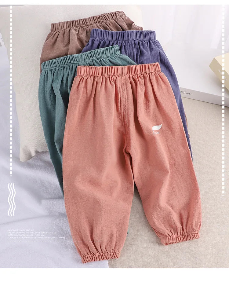 1 2 3 4 5 Years New Children's Anit-mosquito Pants Summer Baby Air Conditioning Bloomers Boys and Girls Cotton and Linen Pants