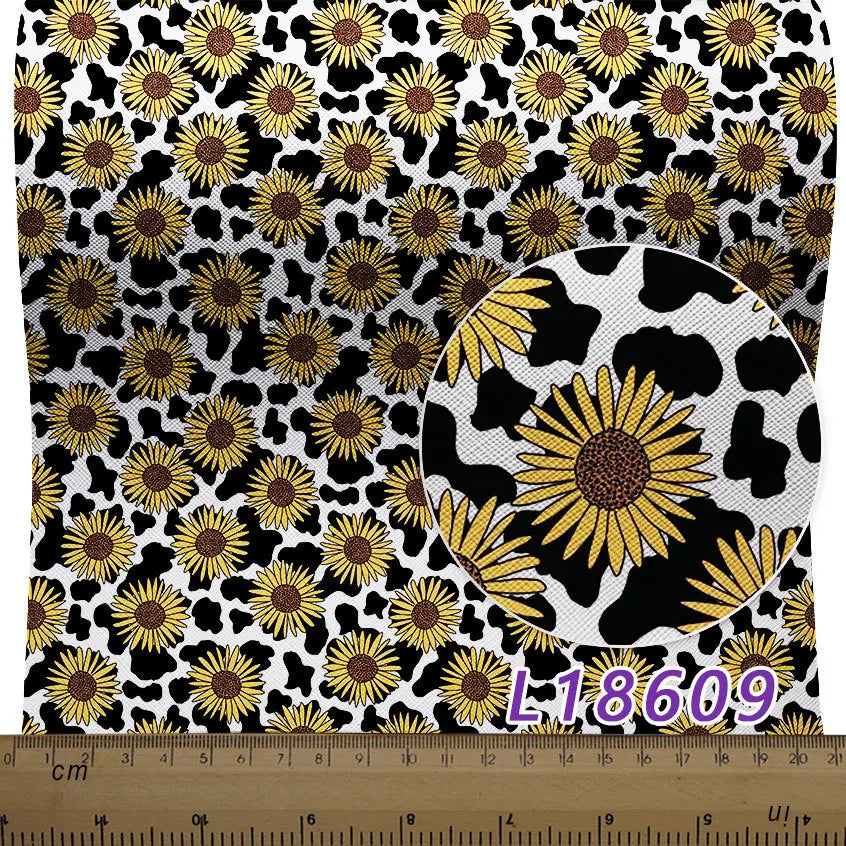 136Cm*30Cm Professional Custom Fresh Sunflower Pu Fabric Leather for DIY