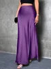 Fashion Breathable Spring Casual Elegant Solid Black High Waist Satin Midi Length Women's Skirts