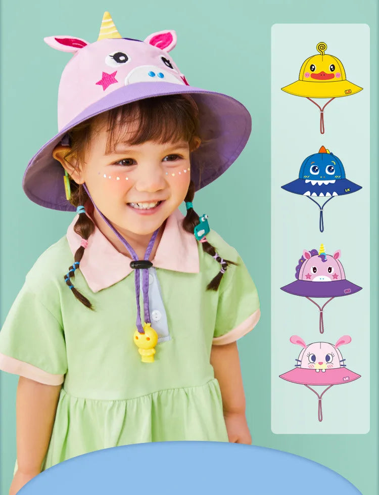 Lemonkid Brand Boys Girls Bucket Hat Solid Children Panama Fisherman Cap Cartoon Dinosaur Unicorn Kids Spring Autumn Sun Hats