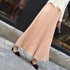 High Quality Women Lady Pleated With Lining Long Skirt Dress New Arrival Elastic Waist Summer Spring Sraight Maxi Skirt