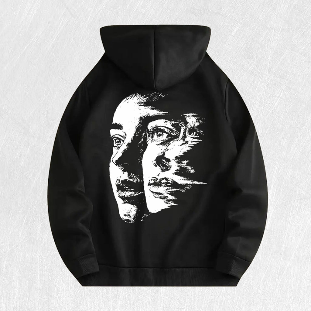 Abstract Face Graphic Hoodie 100% Cotton US Warehouse 6 Colors