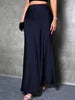 Fashion Breathable Spring Casual Elegant Solid Black High Waist Satin Midi Length Women's Skirts