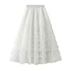 Mesh Cake Half Skirt for Women in Spring and Autumn  New Dress fairy White Gauze Skirt Pleated Long Skirt