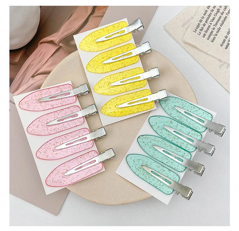 4 Pcs Seamless No Bend Hair Clips Barrettes No Mark Pin Curl Clip Makeup No Crease Hair Clip Hair Styling Bang Clips New Color