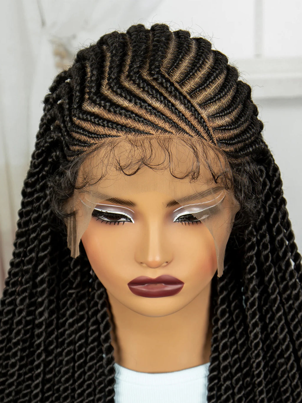 MALAIKA Hair  HD Full Lace Cornrow Braided Wigs for Women Box Braid Wig With Baby Hair Back Knotless