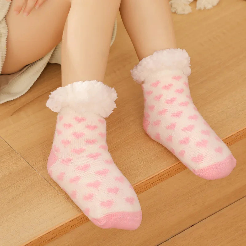 Children's Socks For Newborns Girls Boys Baby Anti-slip Child  Plus Thick Terry Warm Winter Cute Christmas Socks For Kids 0-6Y