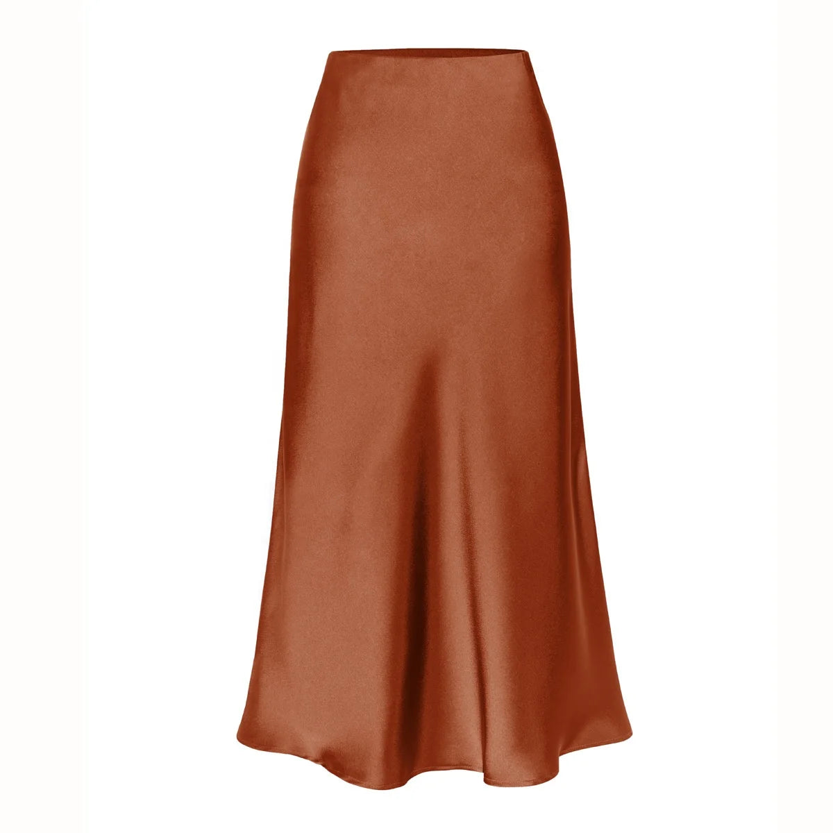 High Quality Women's Satin High Waist Solid Color Split Skirt