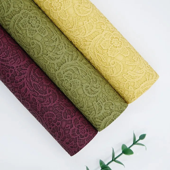 New Solid Lace Embossed PVC Leather Faux Synthetic Leather for Handbags
